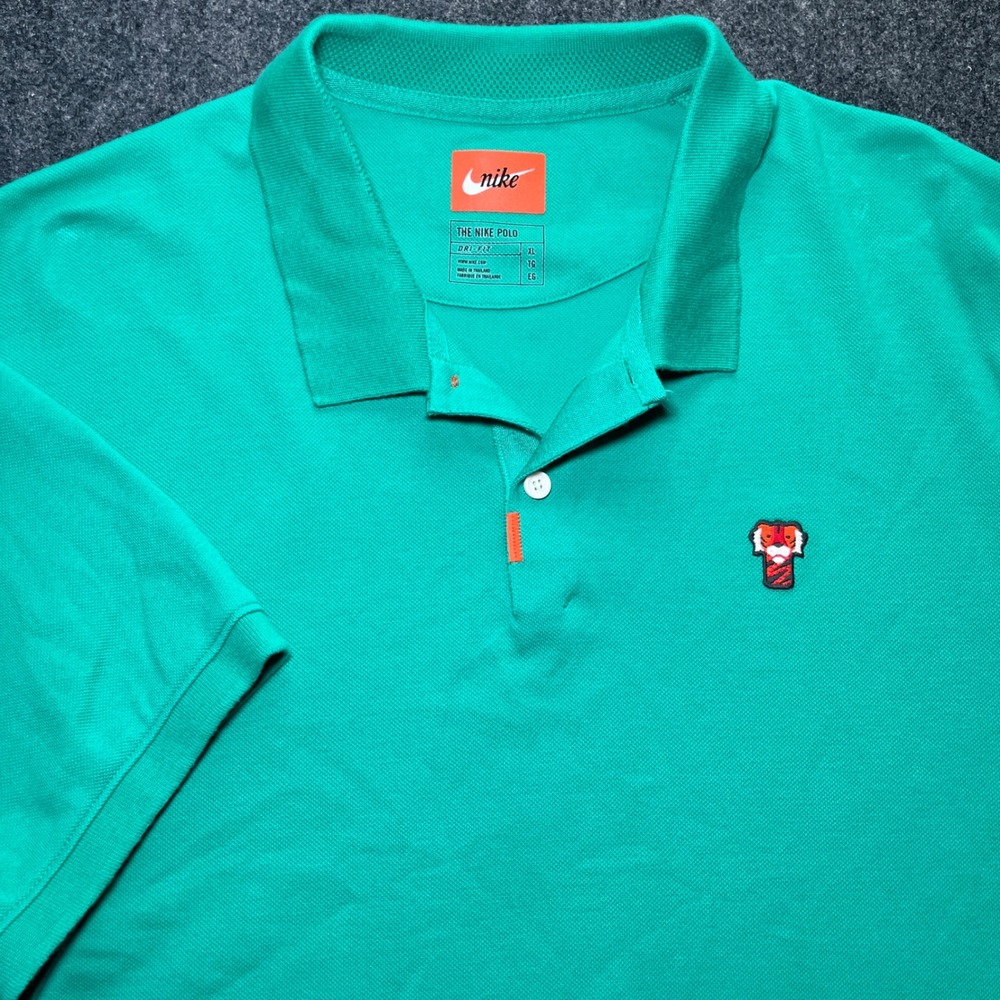 Nike Polo Shirt Mens XL Green Tiger Woods Frank Logo Dri-FIT Pique